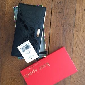 Kate Spade shuffled spade embossed black wallet